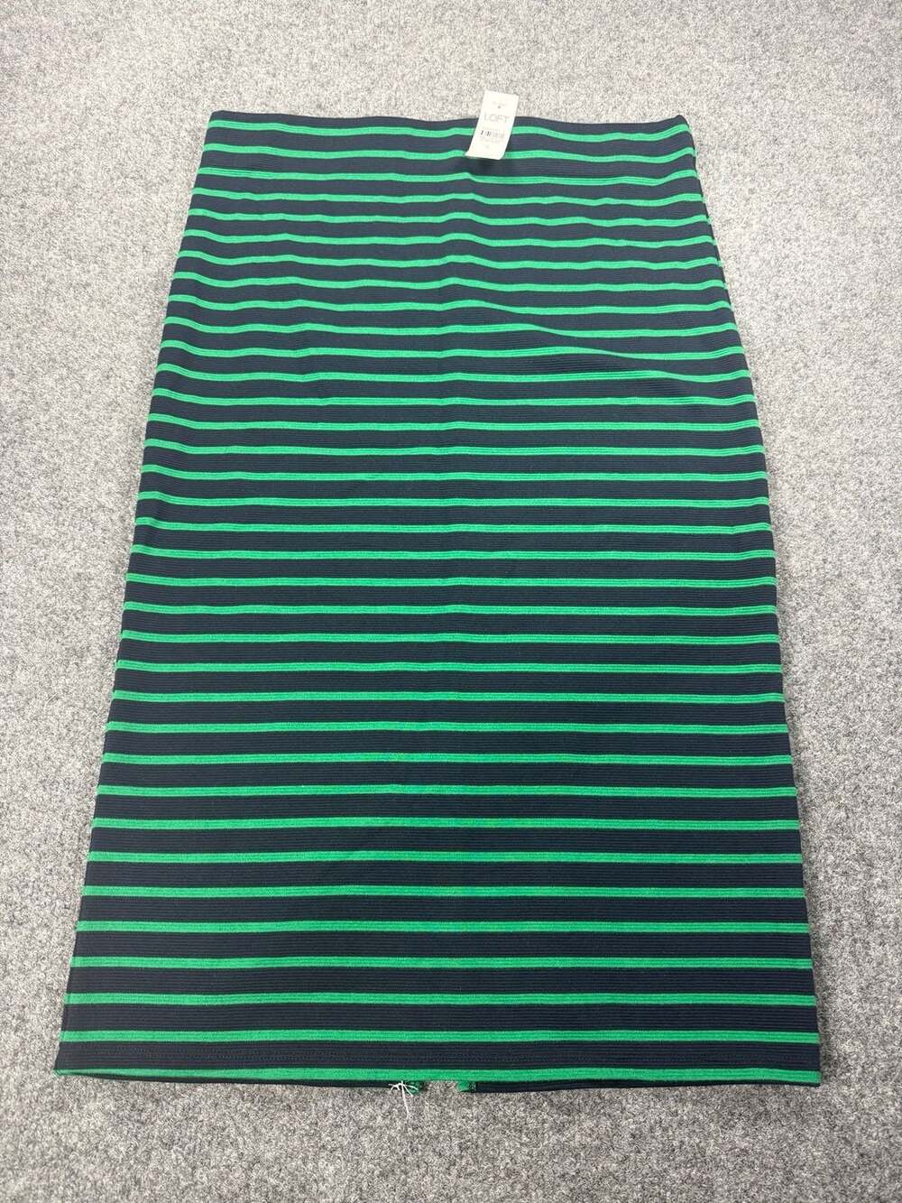 LOFT Green And Navy Striped Ribbed Pencil Skirt Size L New with Tags